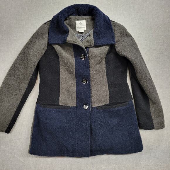 Weather‎ Tamer Women's Coat Jacket S Blue Gray Colorblock Fleece Lined Button - Picture 1 of 14